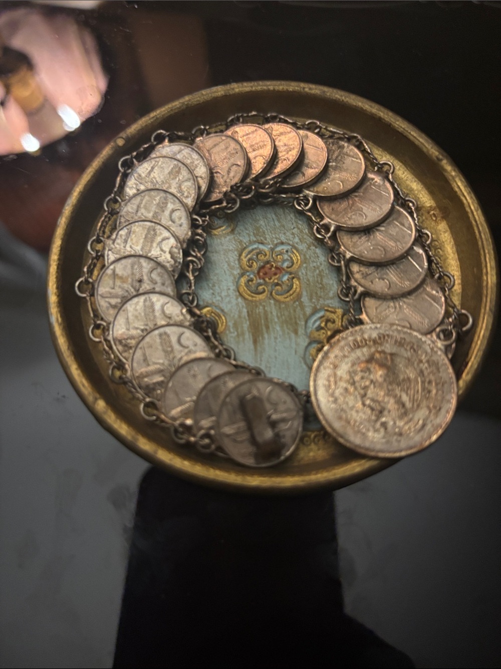 Vintage 1950 Mexican peso Coin Link bracelet